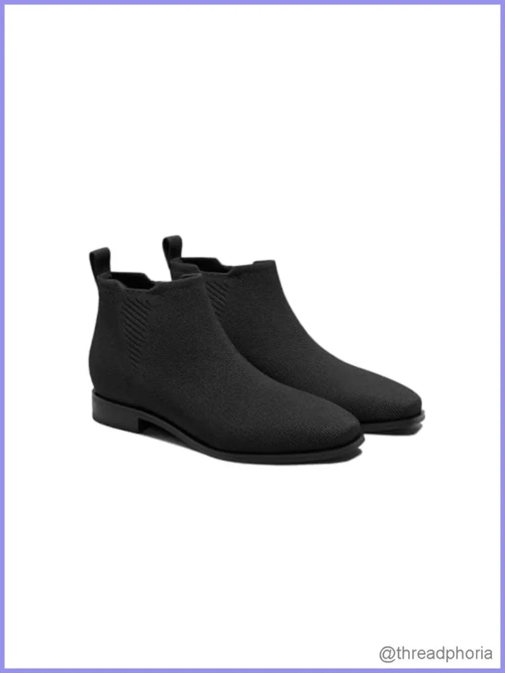 Square Toe Chelsea Ankle Boots Slip-On Water Repellent Knit Low Heel